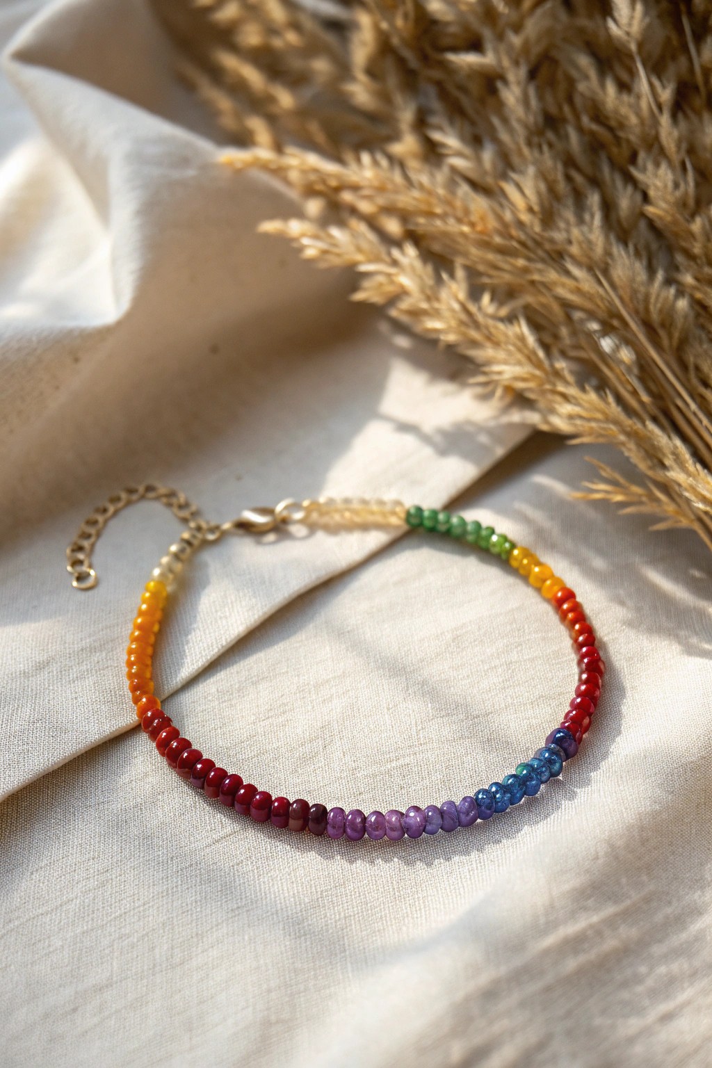 Rainbow ombré bliss—handcrafted beauty, one bead at a time.