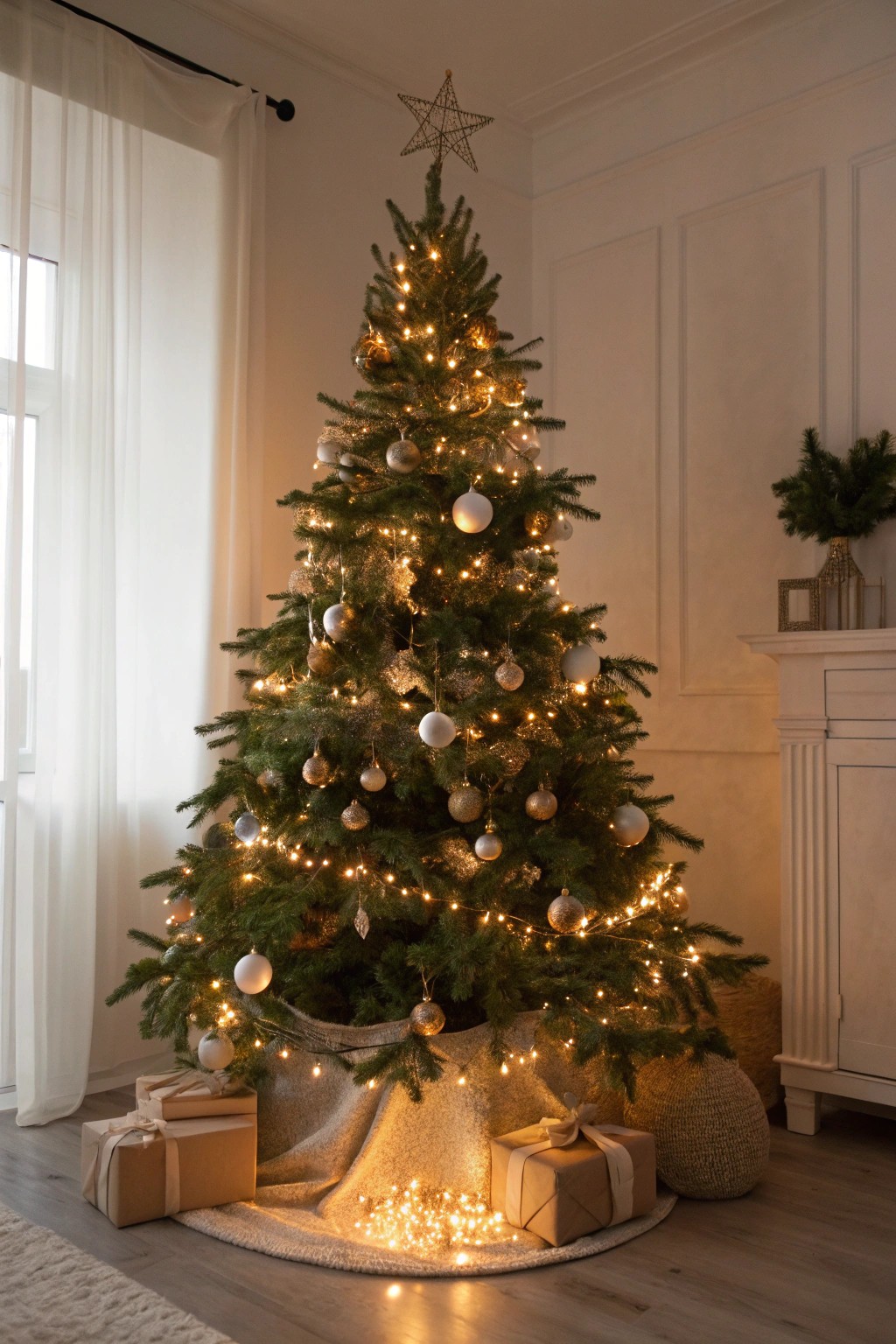 Let the twinkling tree take center stage—simple, natural, and full of holiday warmth.