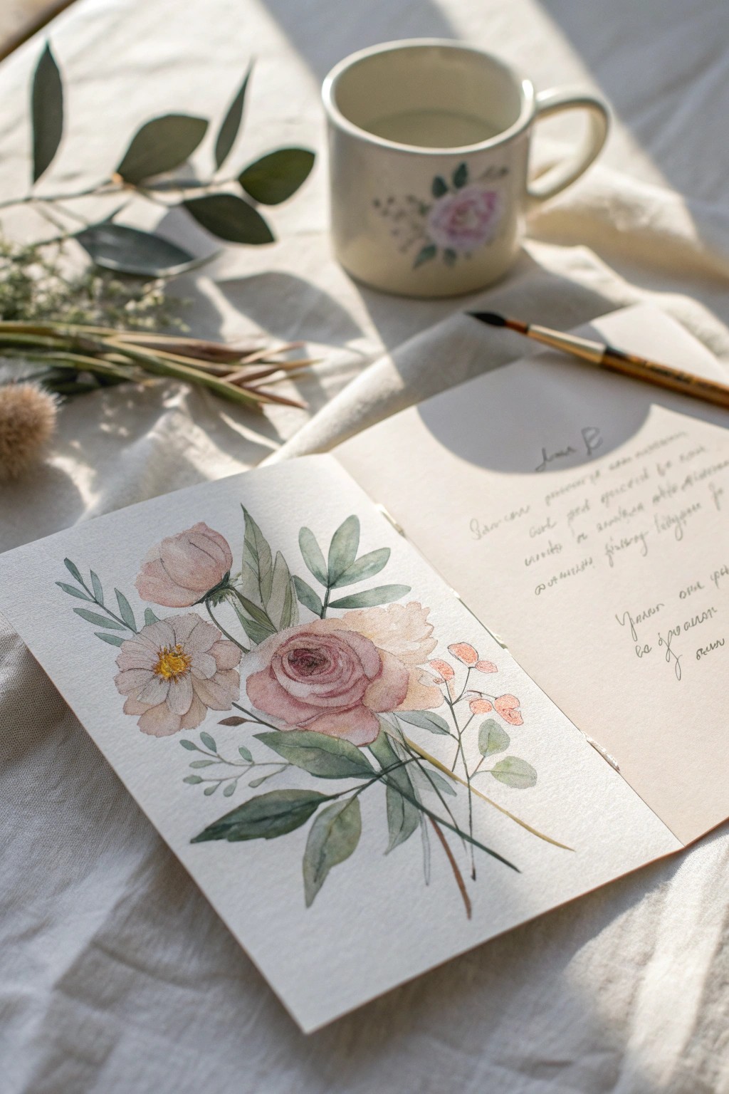 Layered watercolor florals make every card a handmade delight.