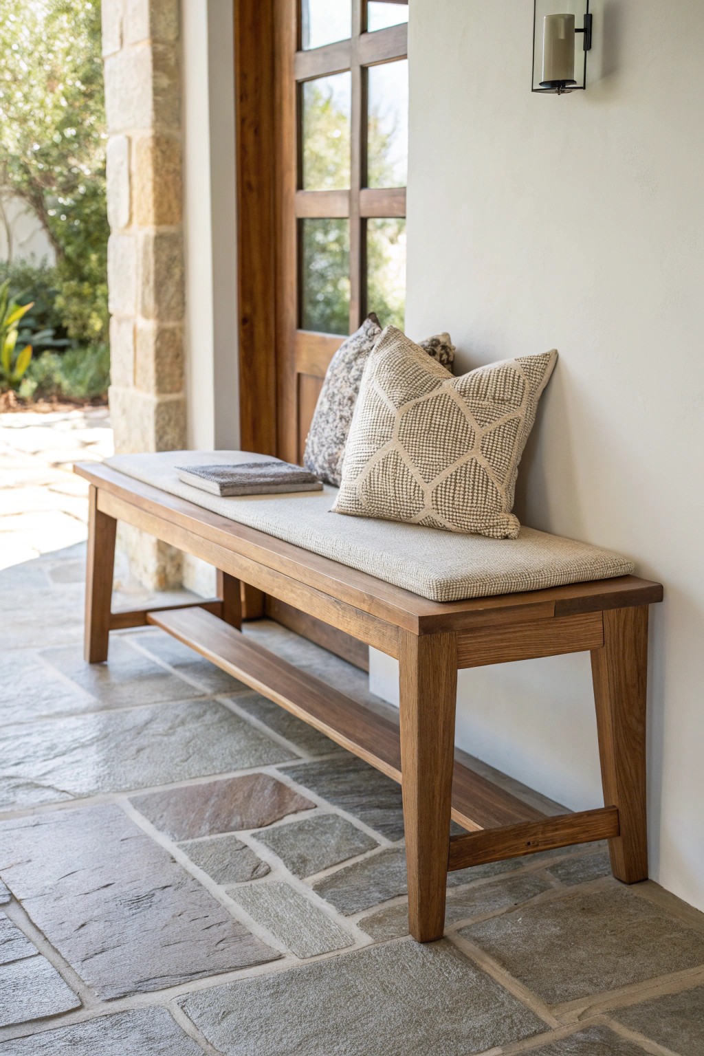 Elevate your entryway with a statement bench—where minimalist design meets inviting warmth.