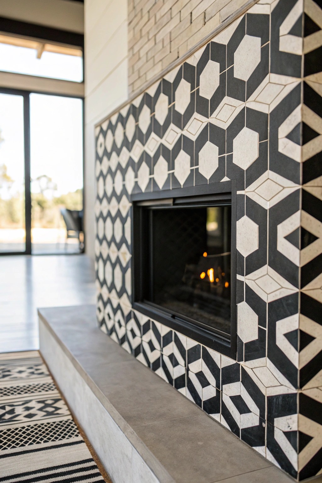 Make your hearth a true centerpiece with stunning geometric tile patterns.