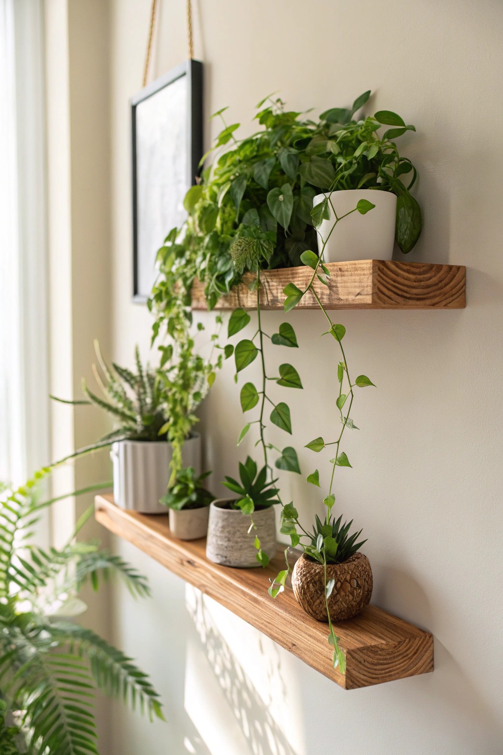 Bring life to your space with a simple floating shelf full of gorgeous greenery.