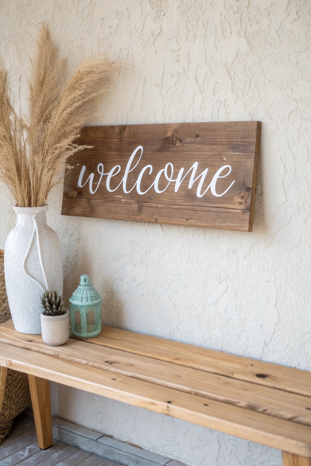 Handmade welcome sign—crafted with love, perfect for a cozy new home.