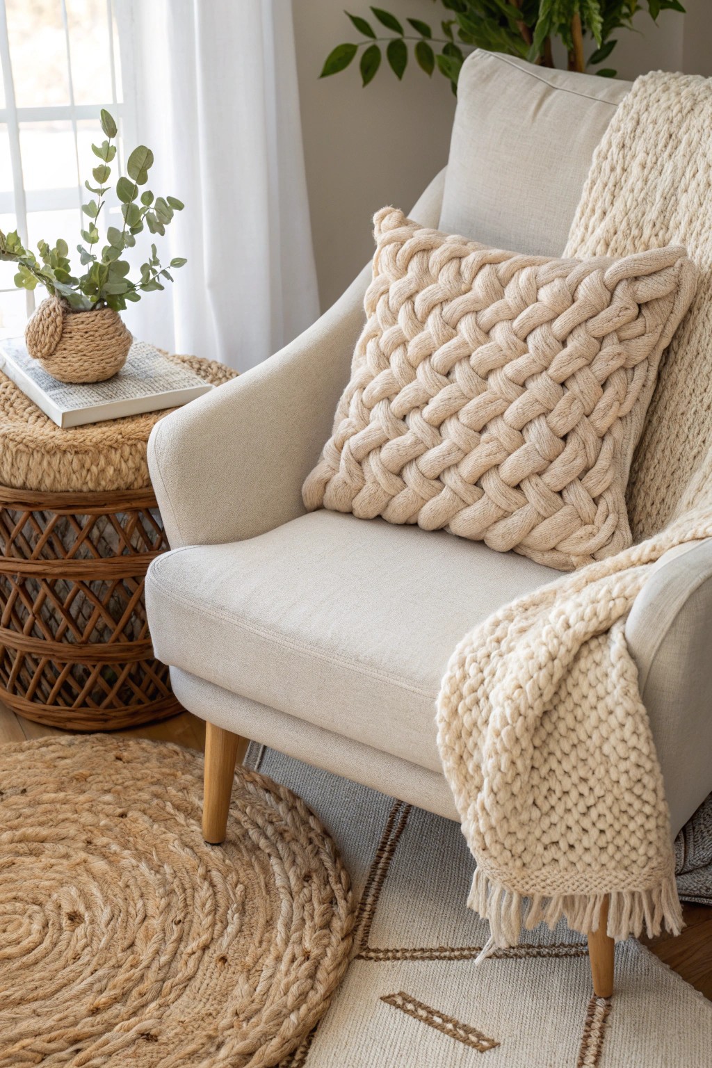 Embrace instant warmth with chunky knits and natural textures.