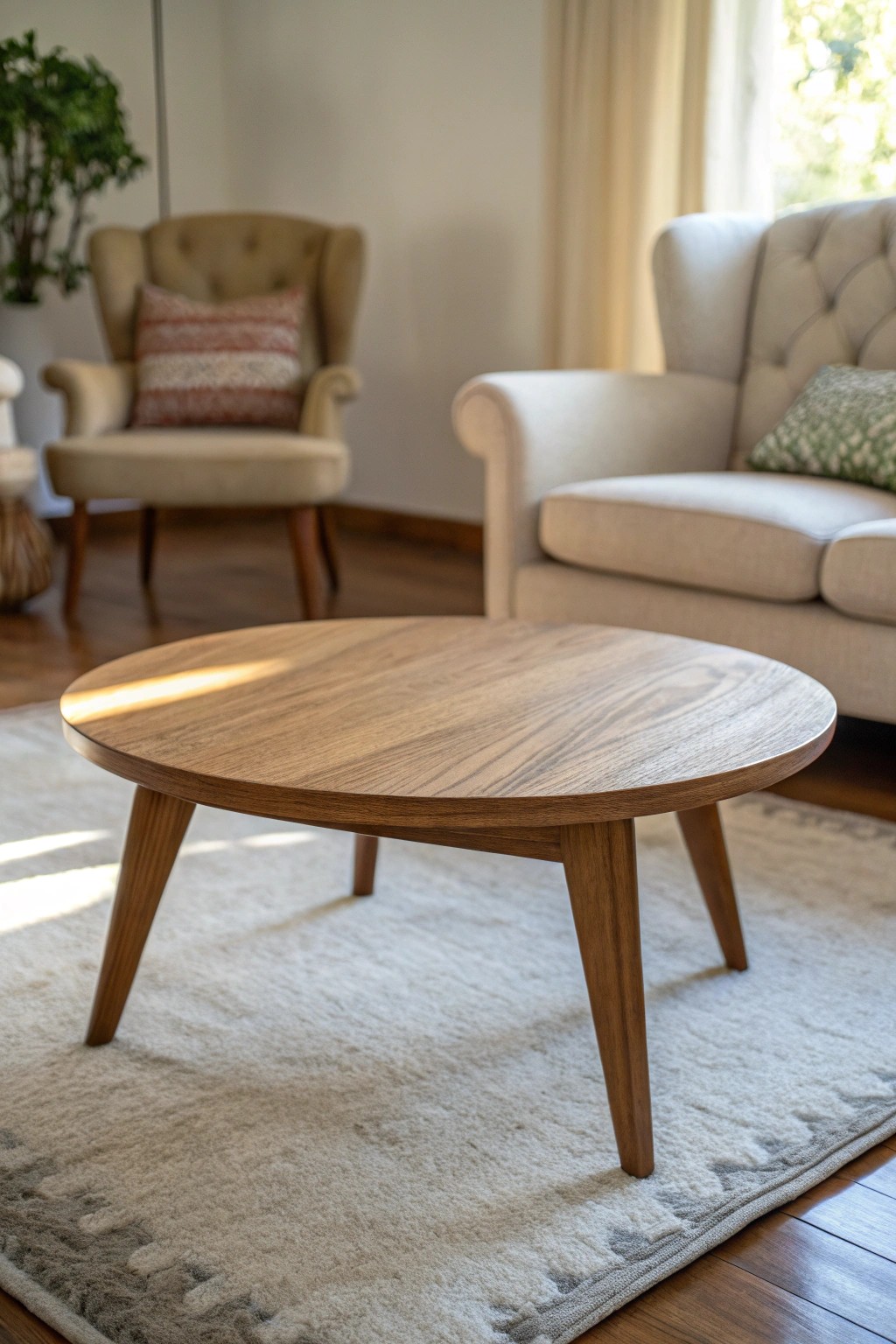 A timeless coffee table anchors the perfect conversation circle.
