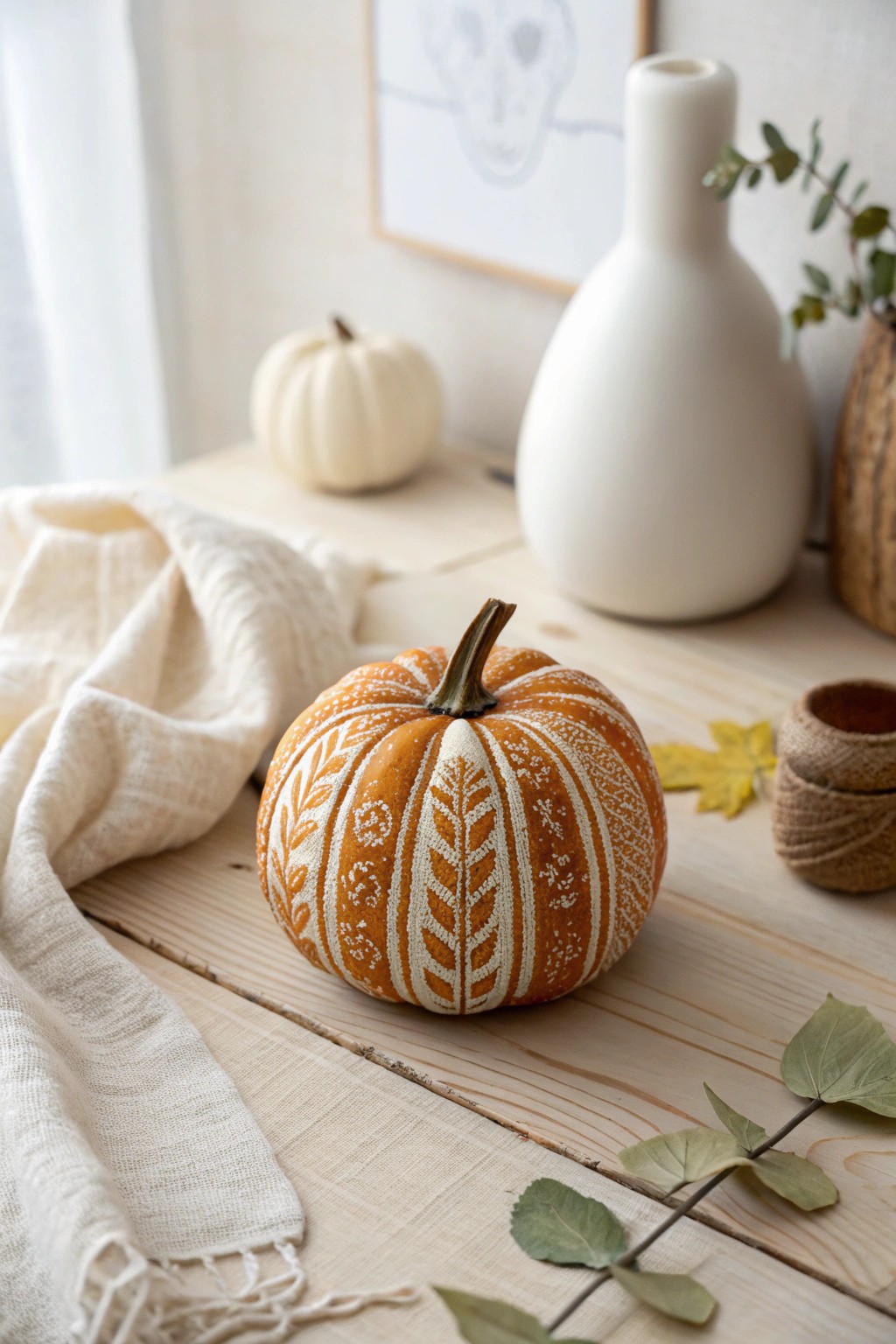 Sweater weather meets pumpkin season—knit-inspired cozy vibes for your autumn decor.