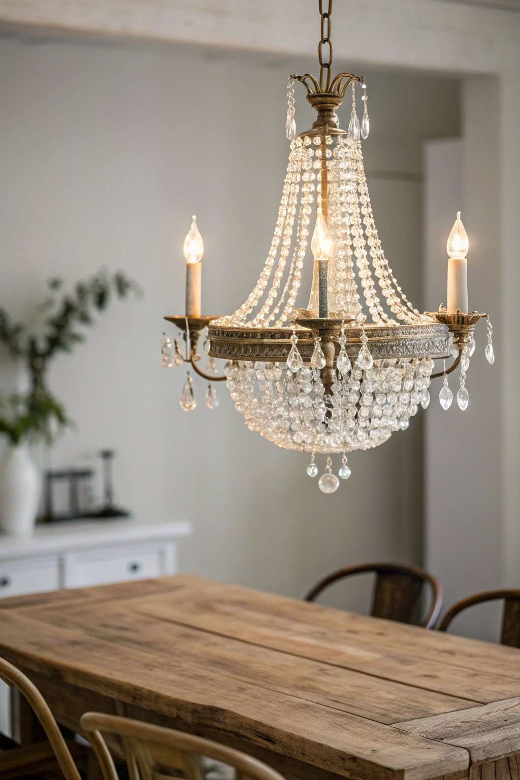 Elevate your dining space with the timeless elegance of a classic statement chandelier.