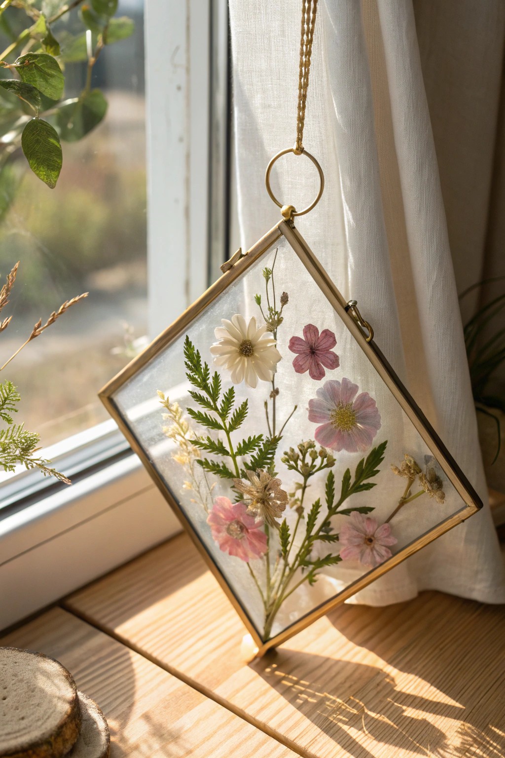 Let sunlight dance through handmade pressed flower suncatchers—bring a touch of spring into your space.