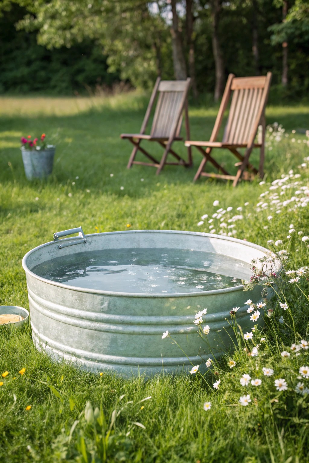 A timeless stock tank pool brings countryside charm to your backyard oasis.