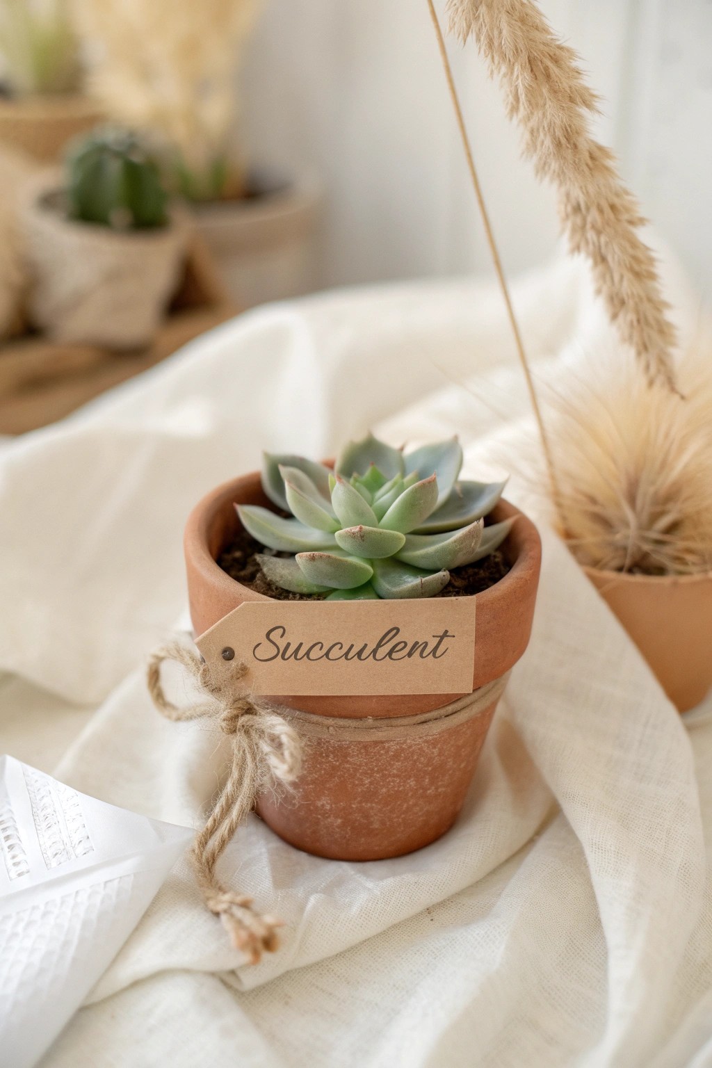 Chic and charming: Mini potted succulents make unforgettable wedding favors.