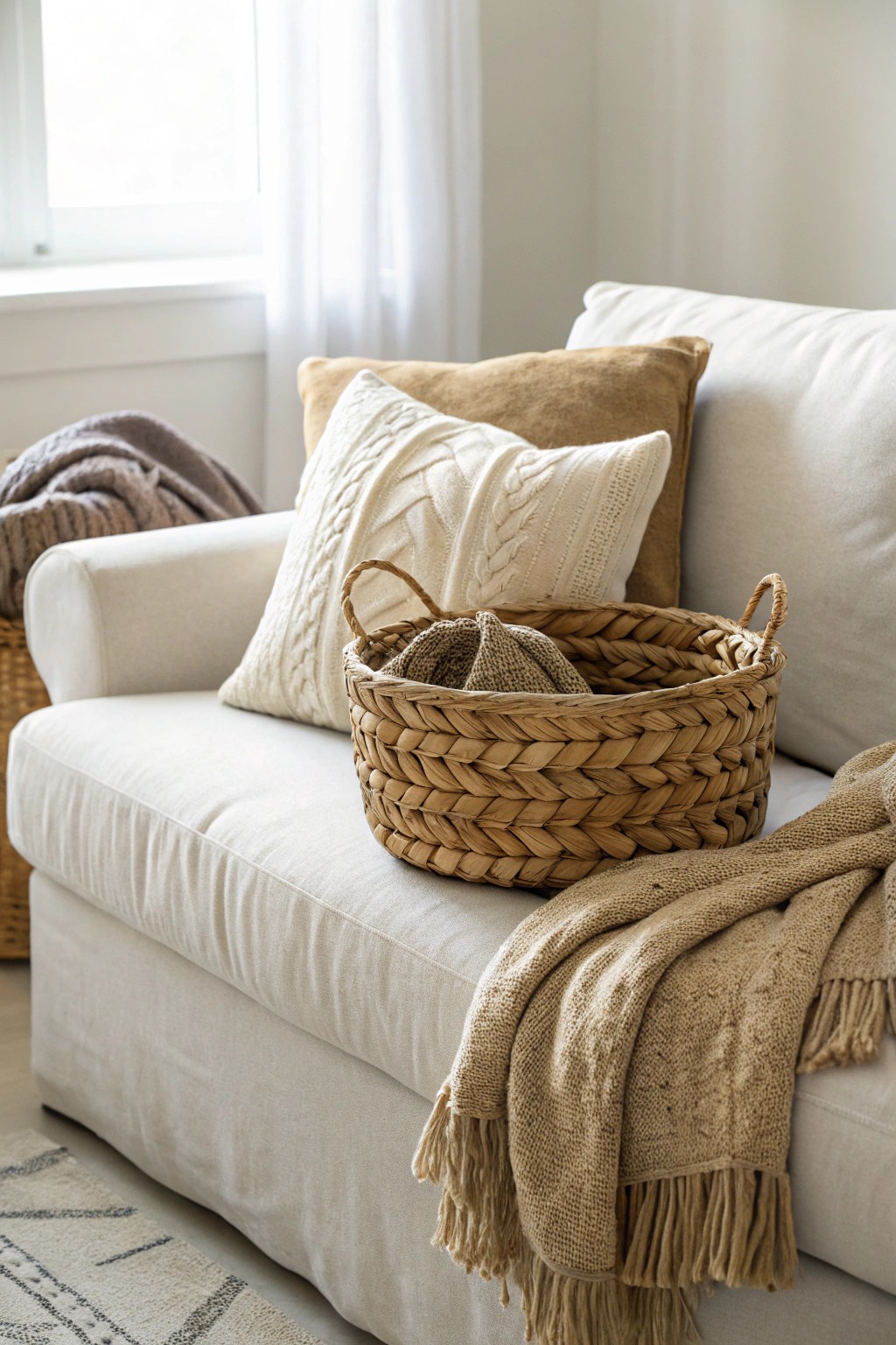 Elevate your small living room with a blend of cozy textures and timeless craftsmanship.