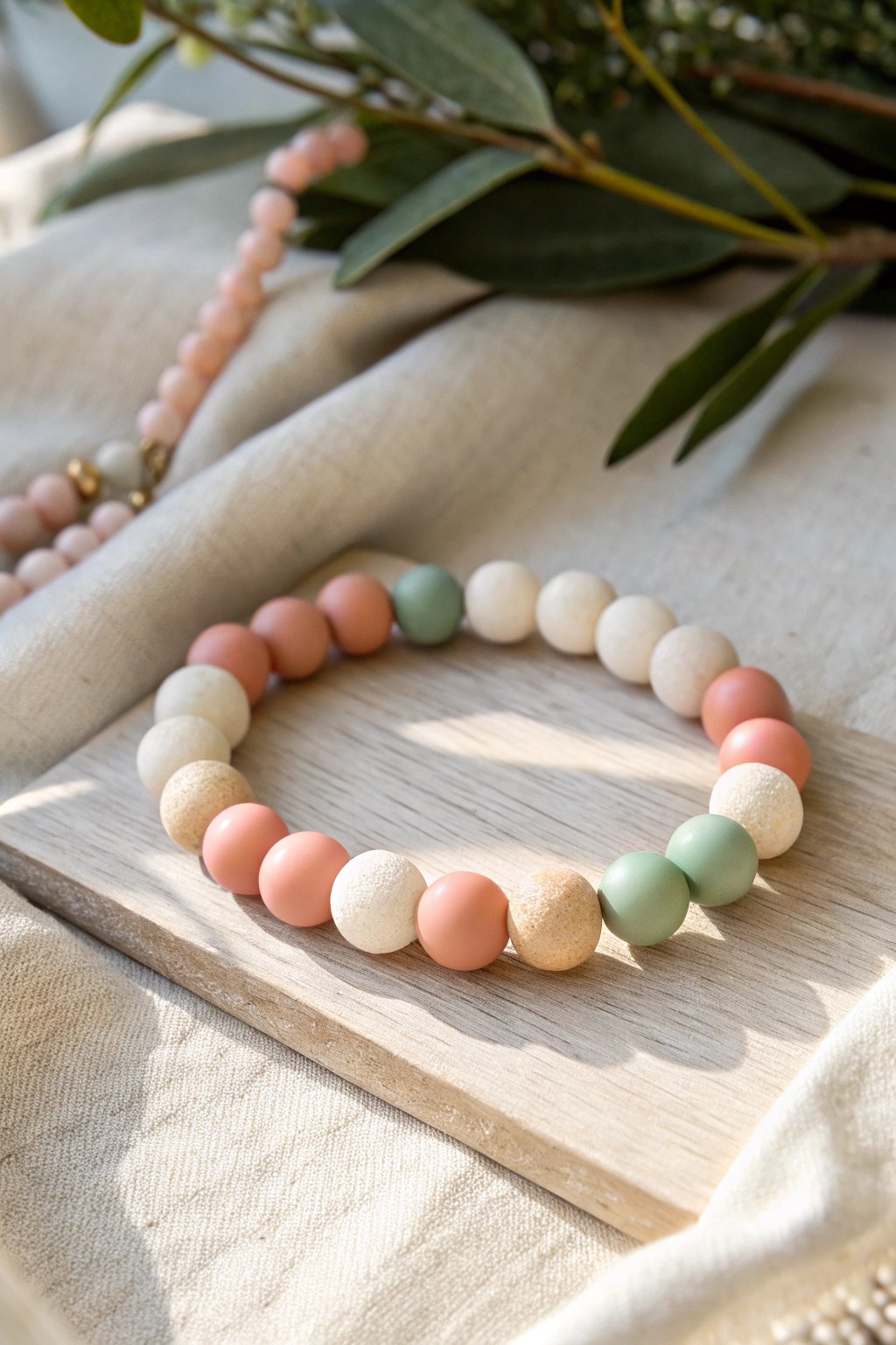 Color Block Chic: Minimalist beaded bracelet with bold, modern color blocks for effortless Scandinavian style.