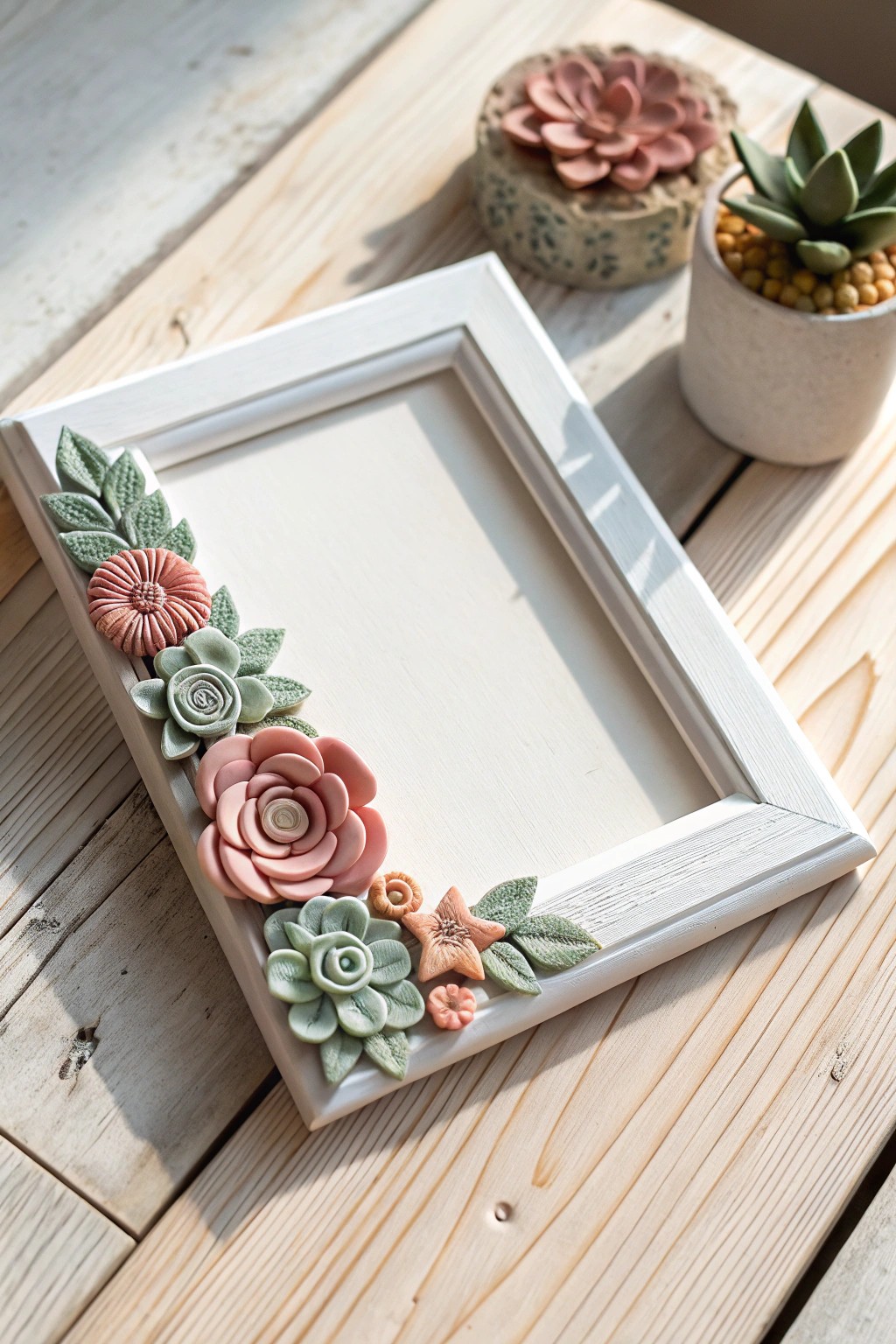 Handcrafted clay picture frame: where simplicity meets whimsical charm.