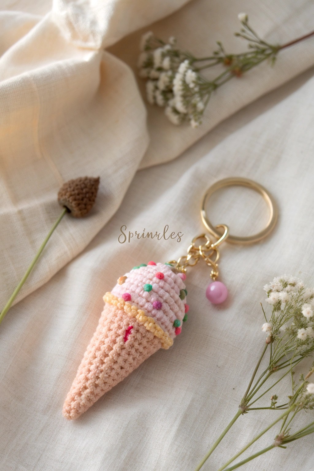 Sweeten your keys with a charming crochet ice cream cone—crafted with love and a sprinkle of color.
