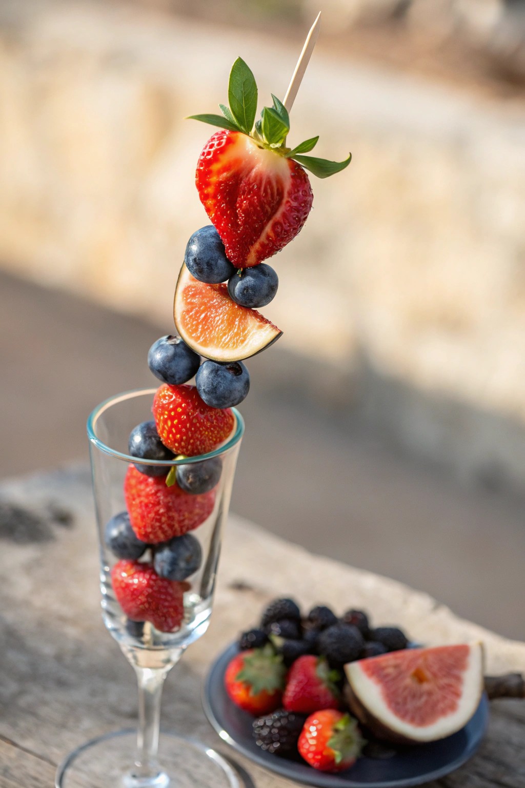 Simple elegance: seasonal fruit skewers bring natural beauty to your dessert table.