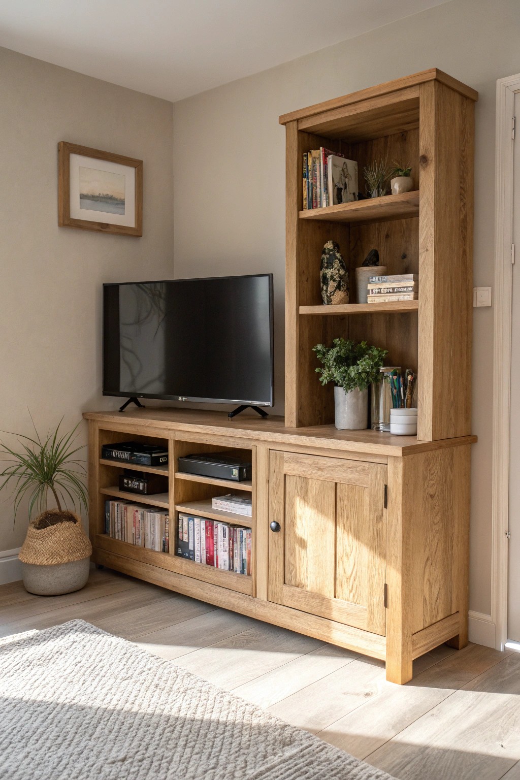 Maximize your space with a stylish corner entertainment unit—where simplicity meets smart design.