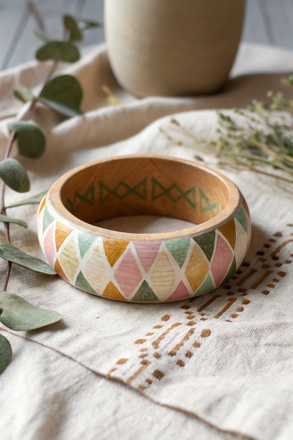 Hand-painted wooden bangle: a simple, beautiful gift from the heart.