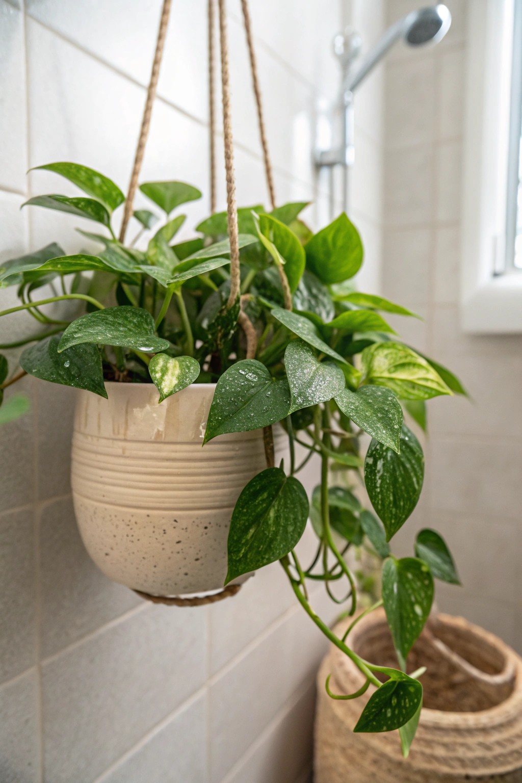 Bring life to your shower with a touch of greenery and natural craftsmanship.