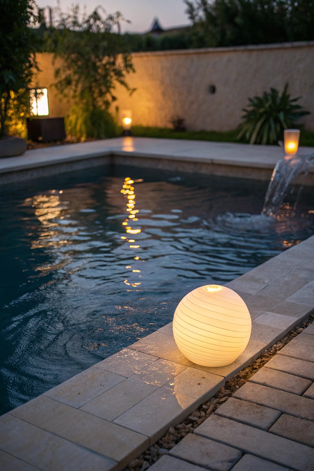 Transform your small pool with stunning underwater lighting for magical evenings.