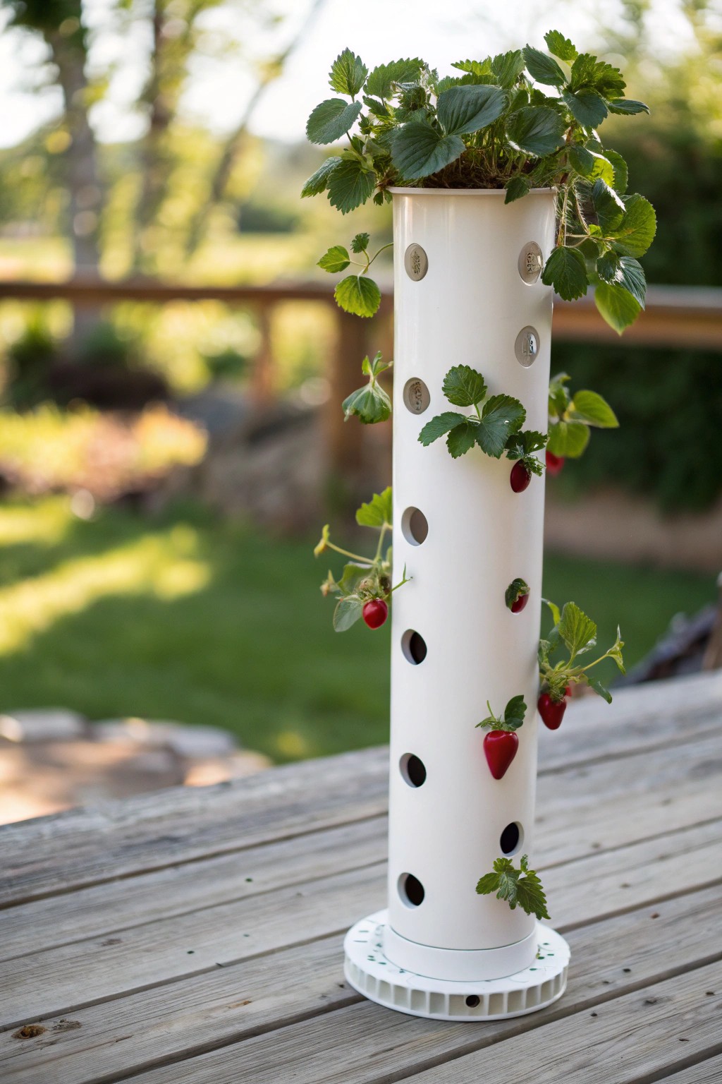 Elevate your strawberries with a sleek DIY PVC tower planter.