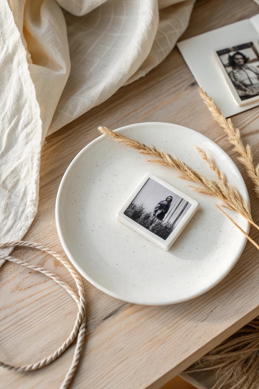 A touch of personality for your fridge: handmade photo magnets with Scandinavian minimalism and boho charm.