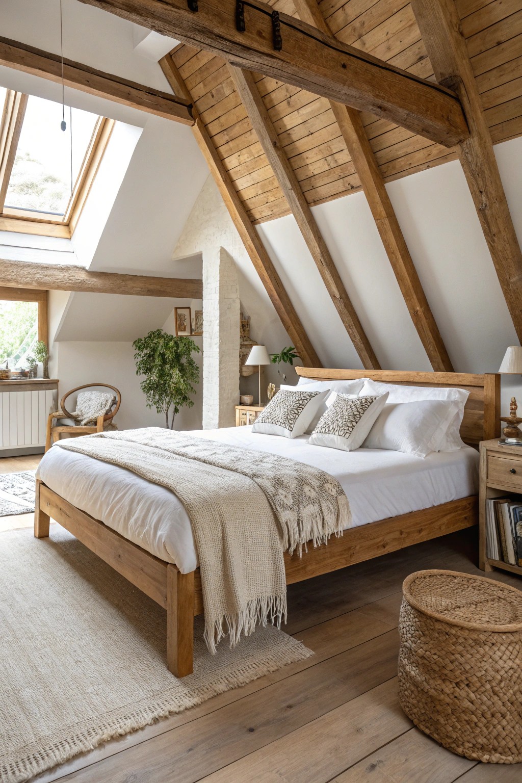 Handcrafted attic studio bed: simplicity meets cozy luxury.