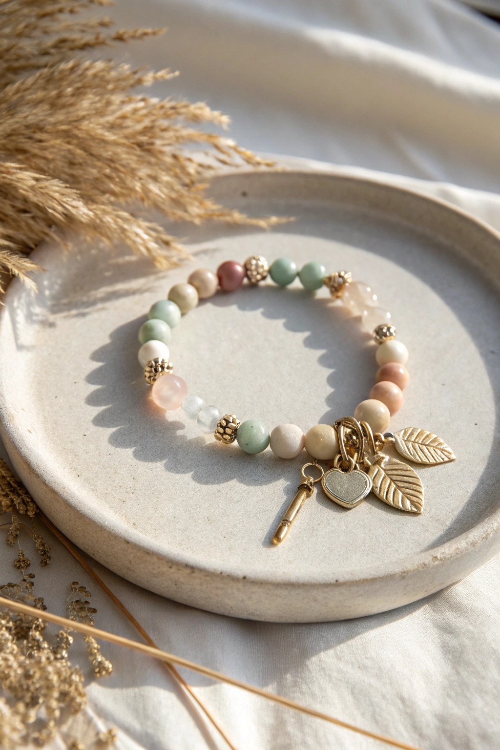 Charm Cluster: Minimalist beauty meets boho elegance in this handcrafted keepsake bracelet.