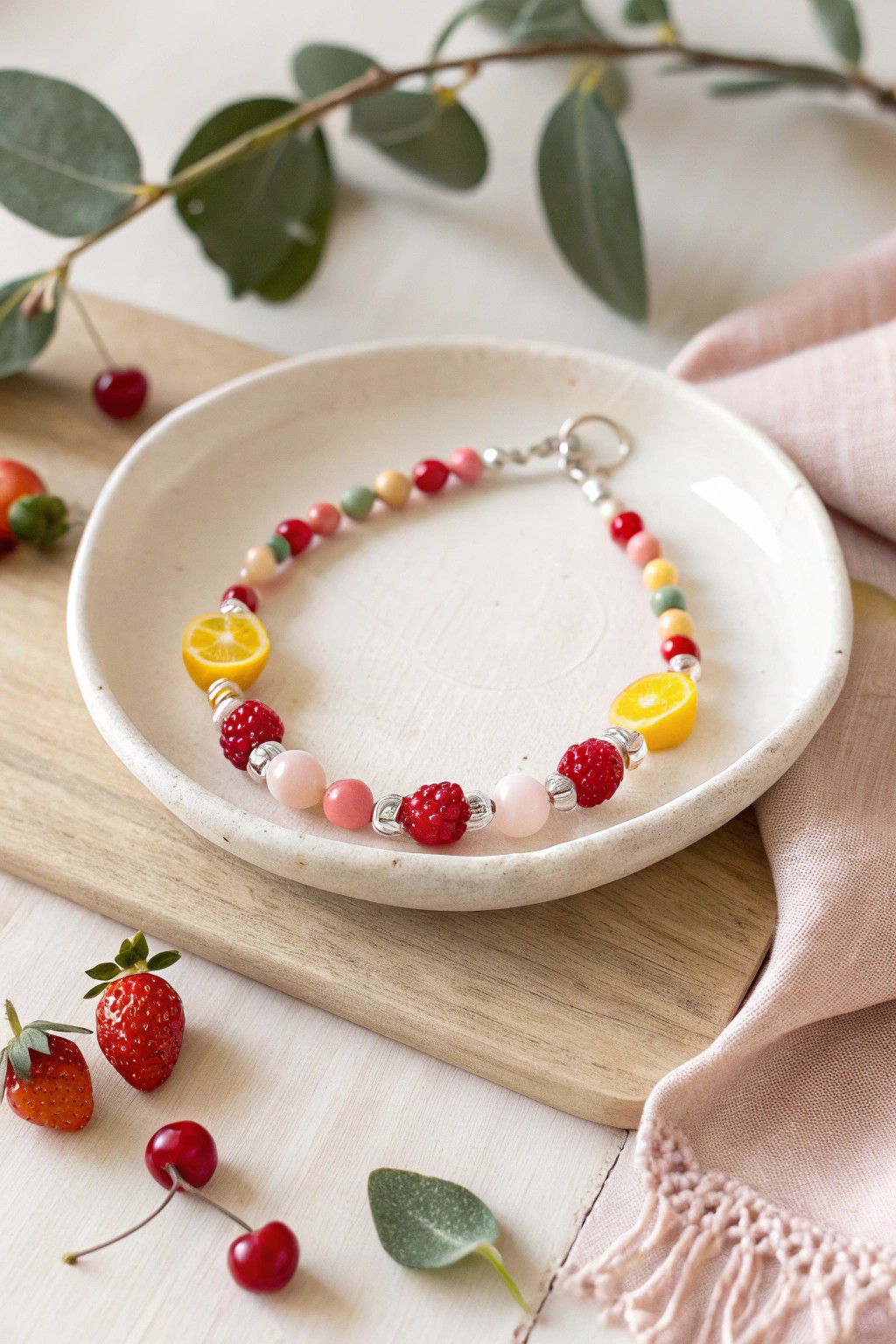 Playful fruit beads meet minimalist style—your new favorite summer bracelet inspiration!