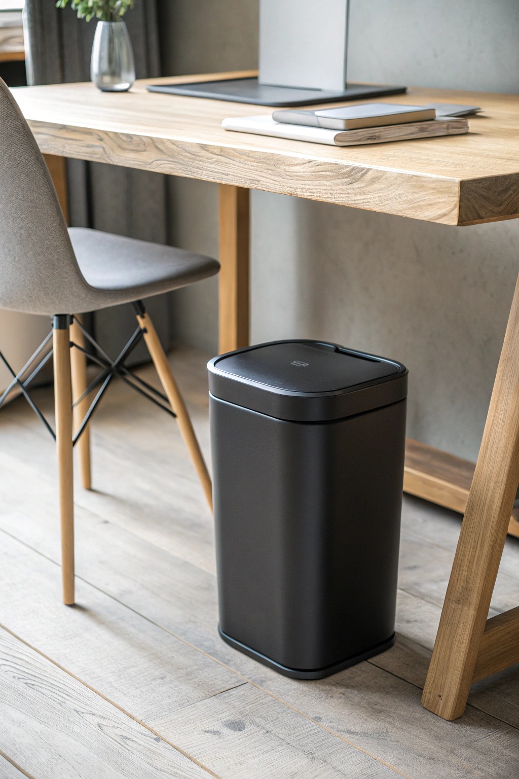 Elevate your workspace with a designer trash can—where function meets minimalist beauty.