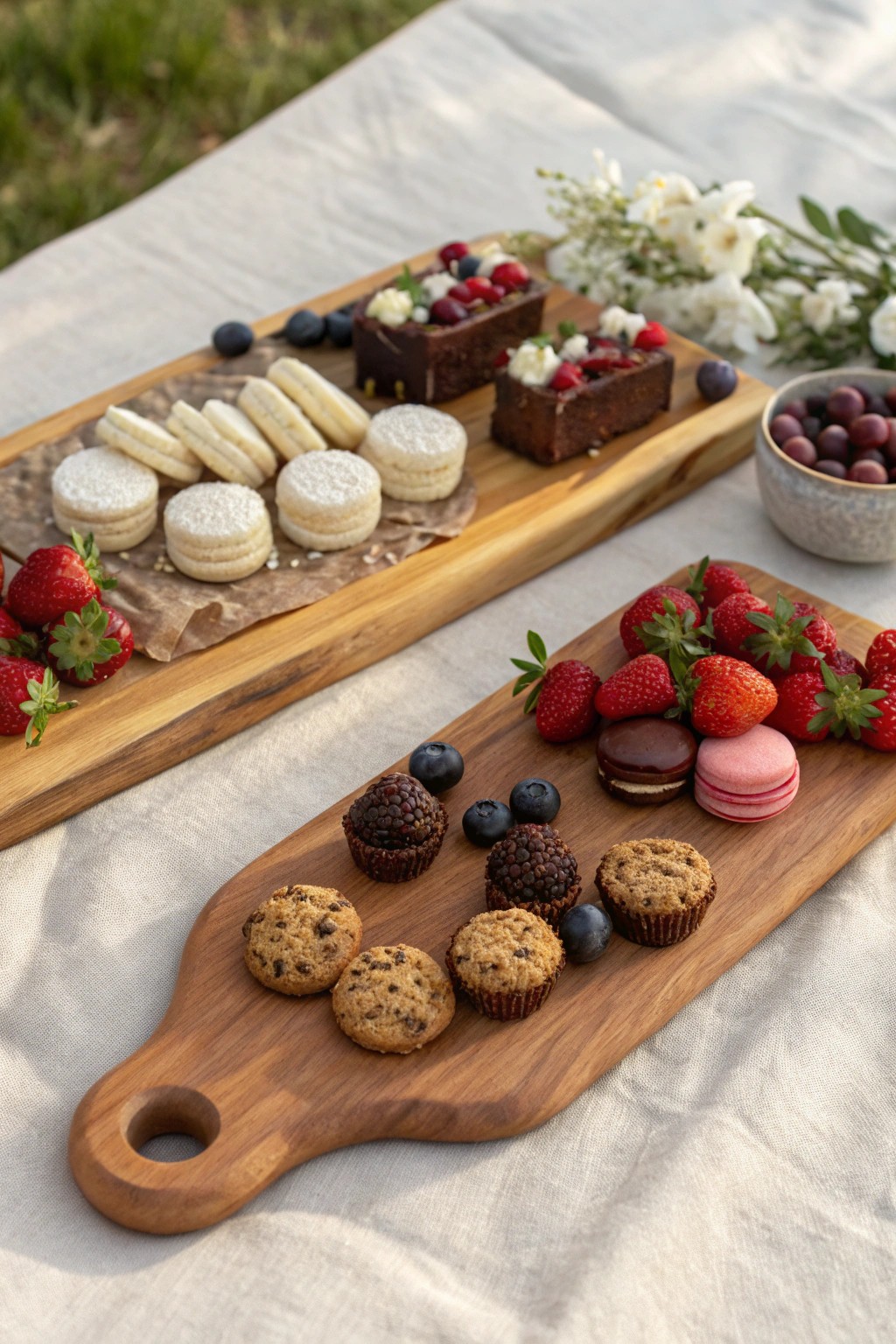 Simple elegance: a handcrafted dessert board overflowing with bite-sized treats.