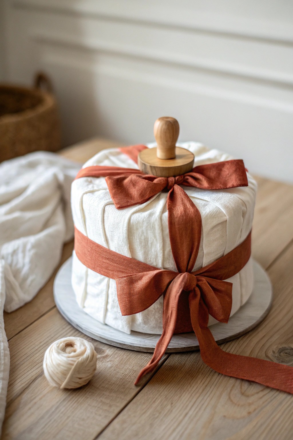 Simplicity redefined: A minimalist diaper cake with bold, beautiful details.