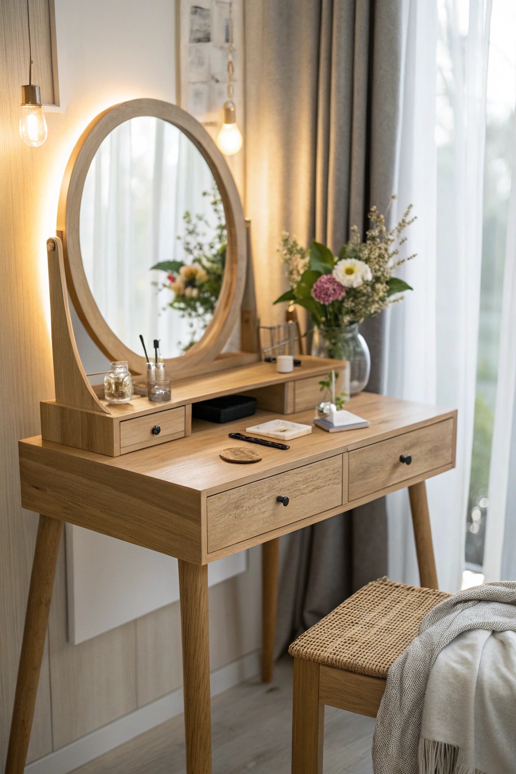 Chic simplicity: a modern vanity corner for effortless teenage style.