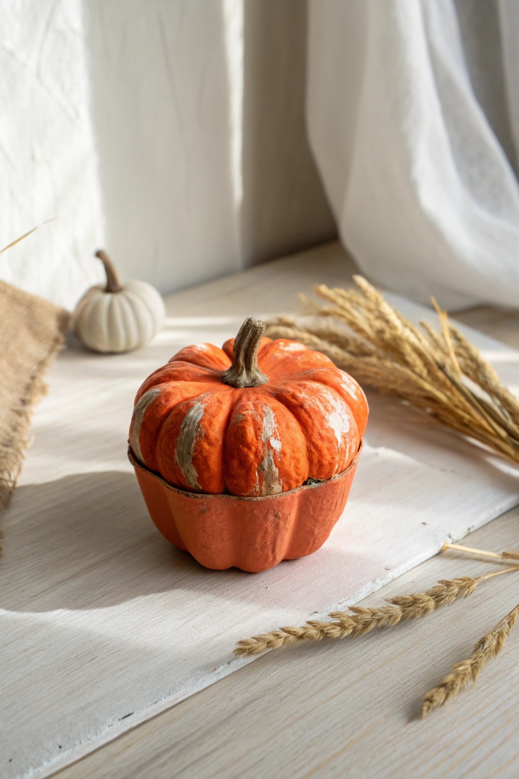 Charming egg carton pumpkin: sustainable, simple, and oh-so-stylish.