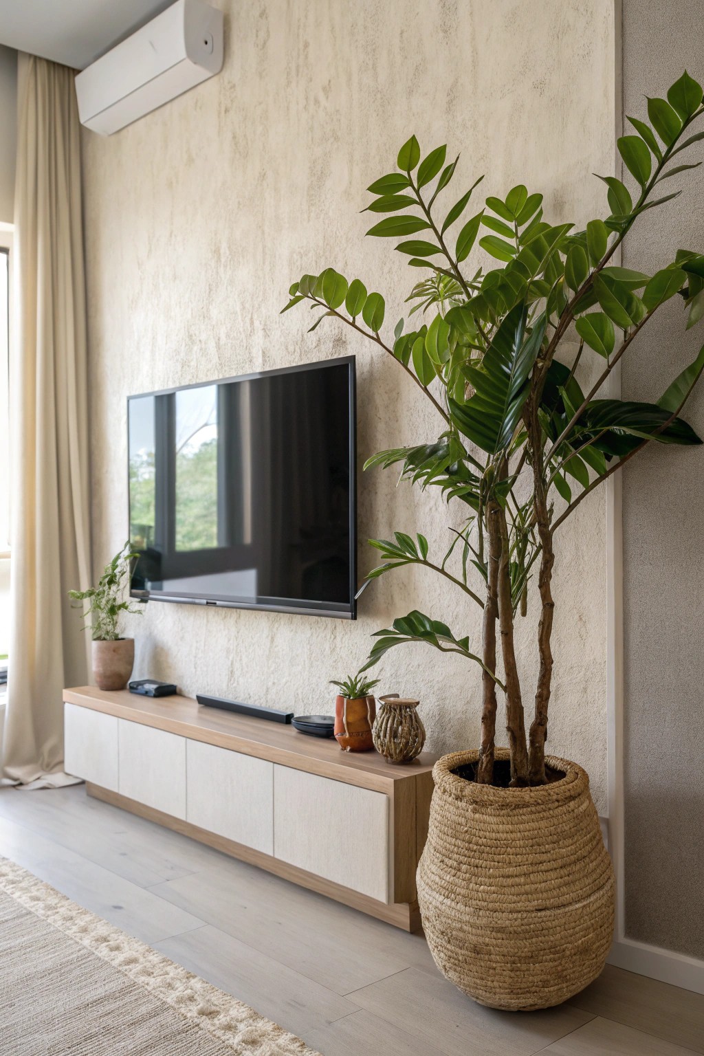 Elevate your TV wall with the natural elegance of a statement plant.