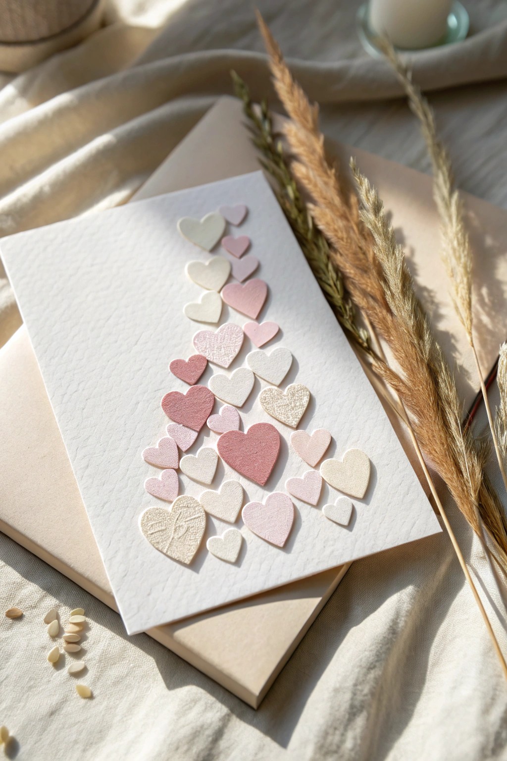 A cascade of hearts: minimalist romance for your anniversary card.