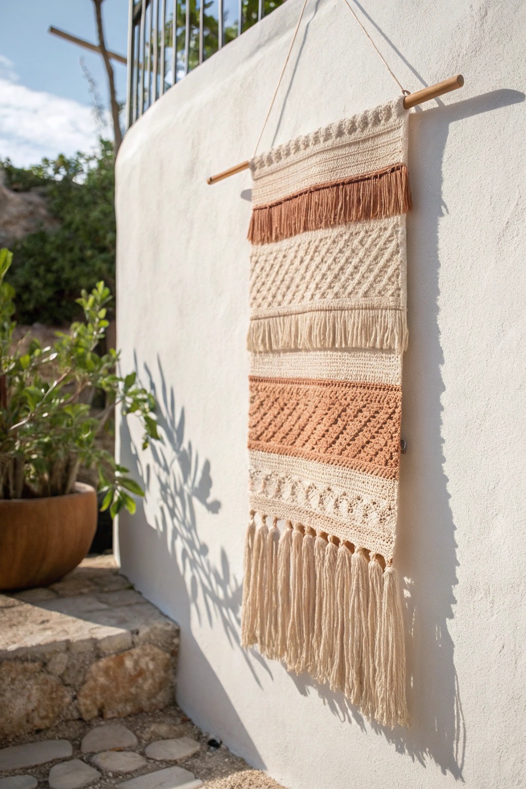 Elevate your space with a handcrafted textile wall hanging—boho charm, pure and simple.