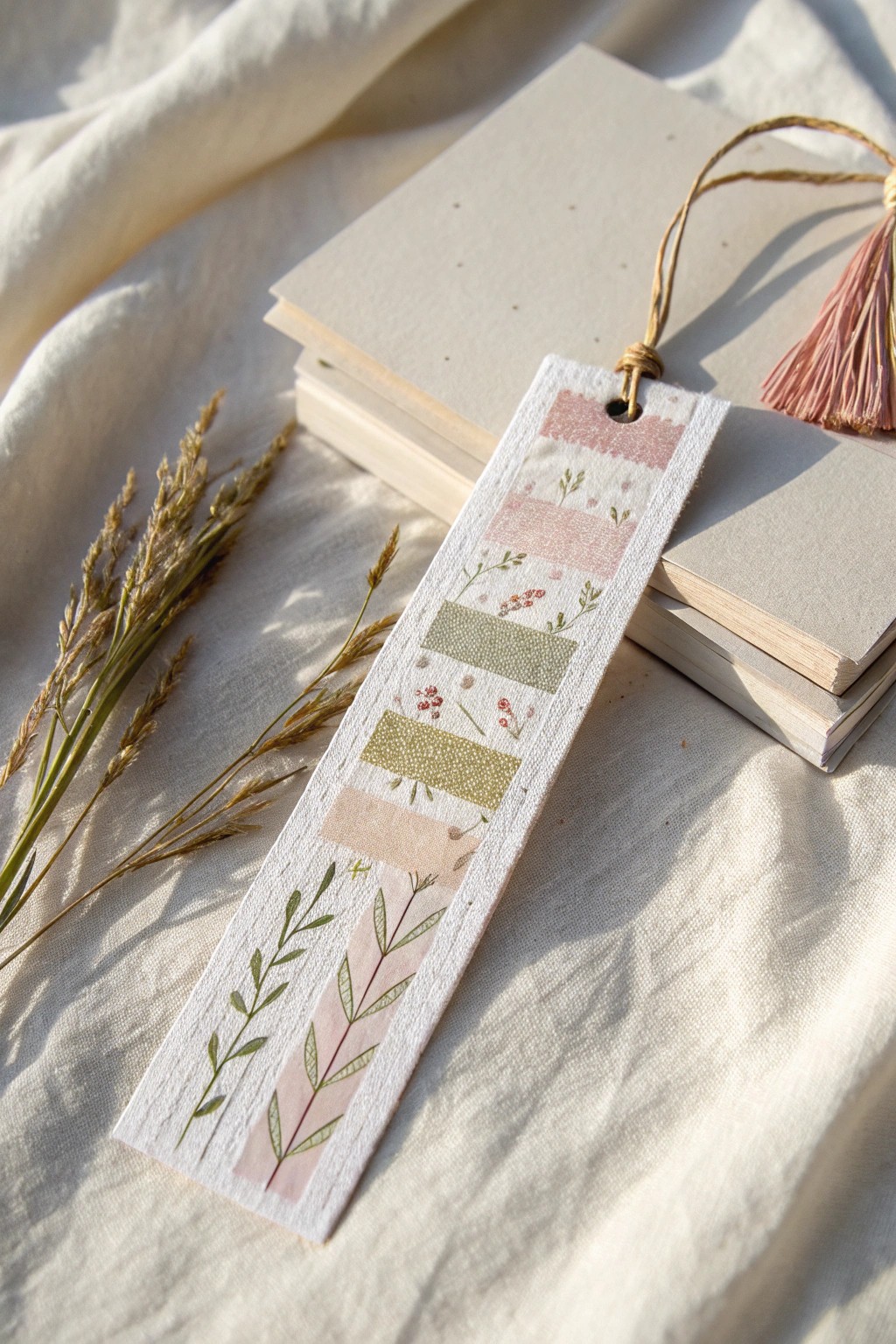 Minimalist washi tape collage bookmark—where simplicity meets creative flair.