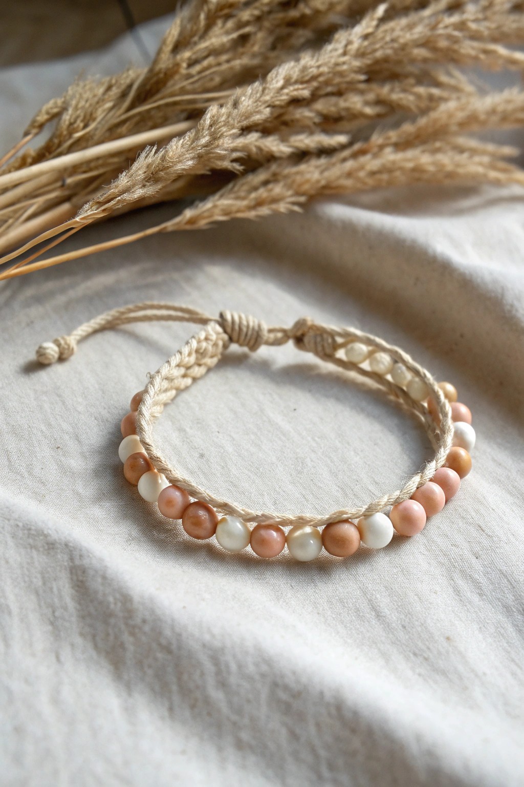 Handcrafted beauty: a minimalist beaded friendship bracelet, perfect for summer memories.