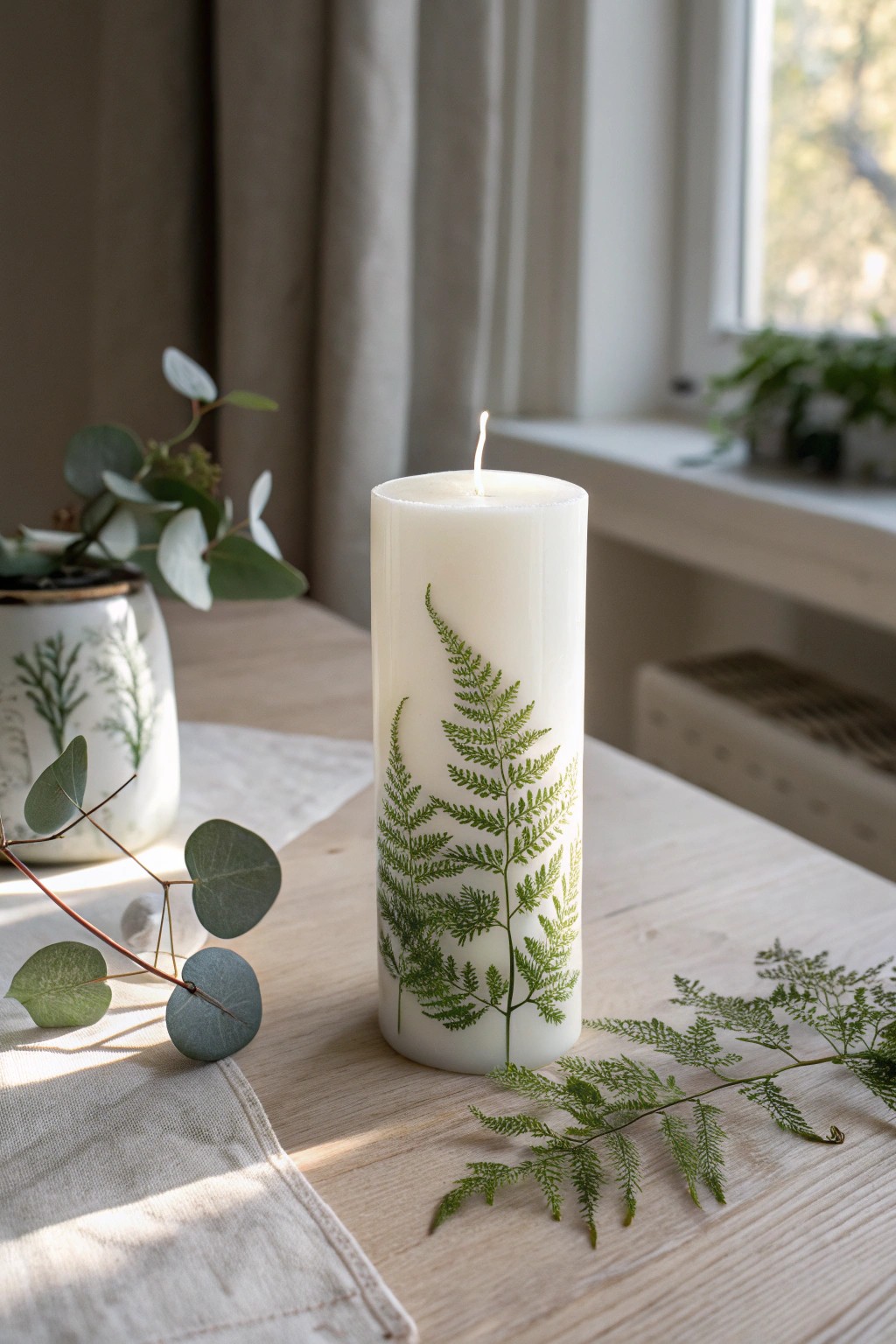 Elevate your space with hand-painted fern candles—where simplicity meets botanical beauty.