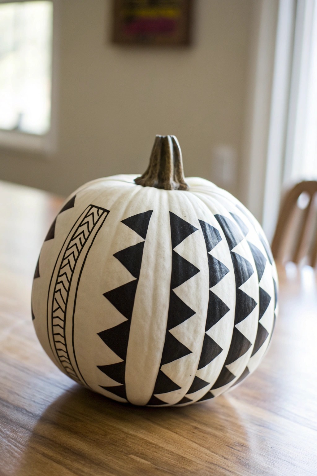 Elevate your space with the modern elegance of black & white geometric pumpkins.