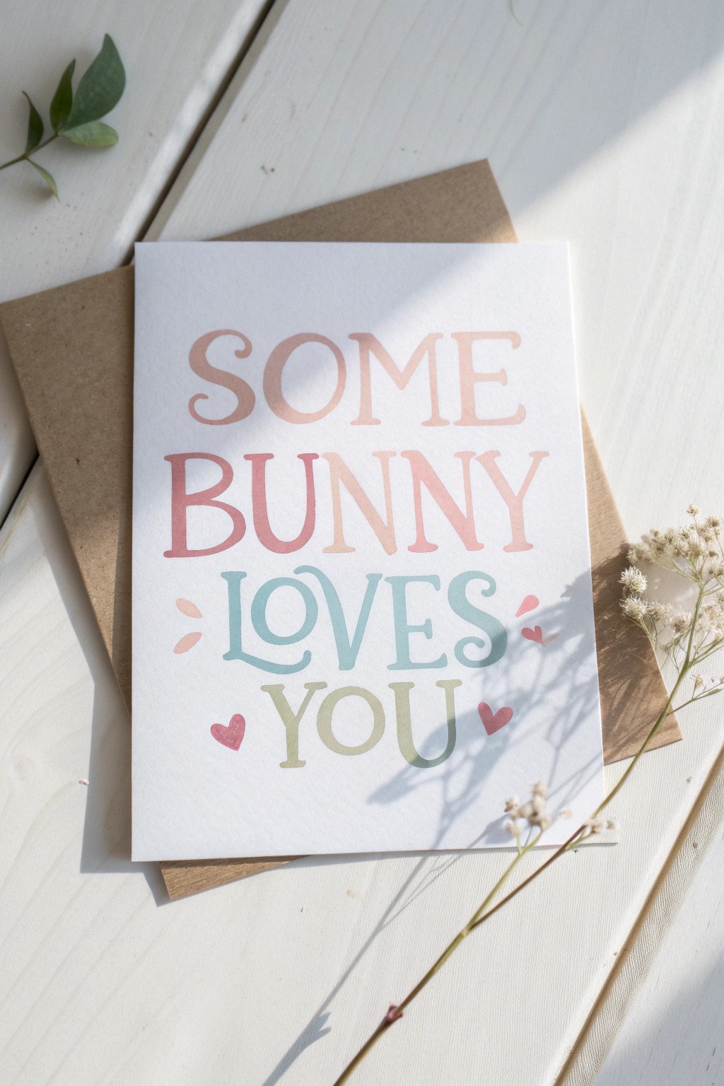 Charming hand-lettered Easter card with a playful pun – simple, sweet, and full of personality.