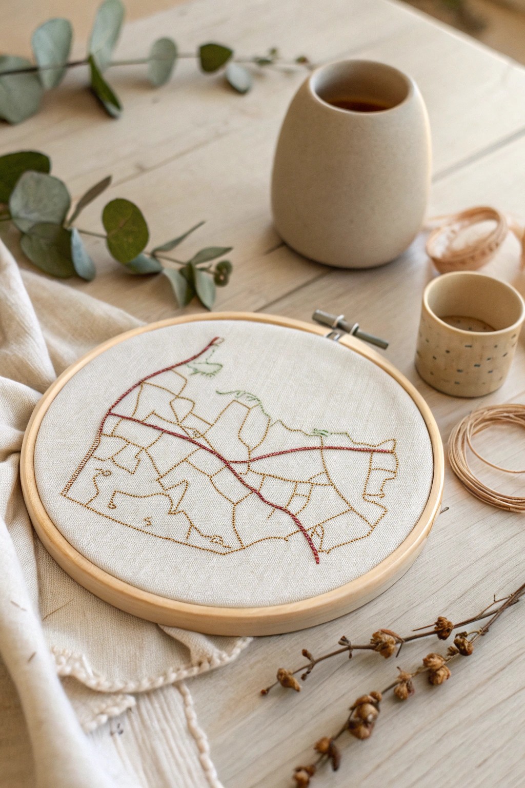 Celebrate your roots with minimalist embroidered map art—where memories meet craftsmanship.