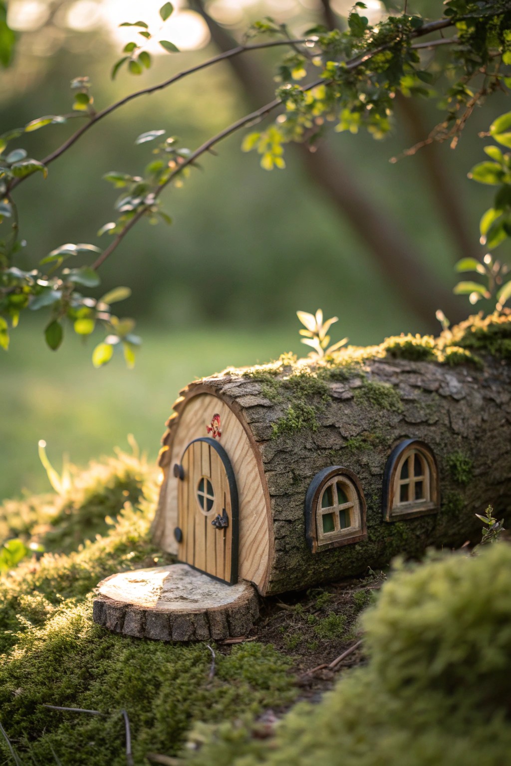 Enchant your garden with a handcrafted hollow log fairy tunnel house.
