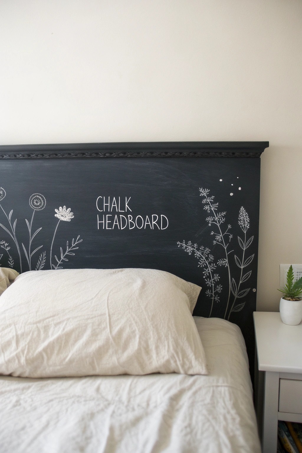 Chalkboard headboard: where creativity and simplicity meet for a truly personal bedroom touch.