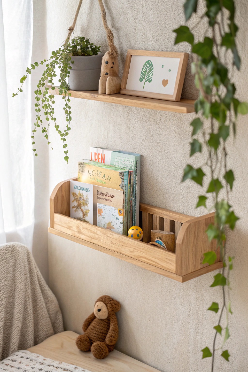 Elevate playtime treasures with simple, handcrafted floating shelves.