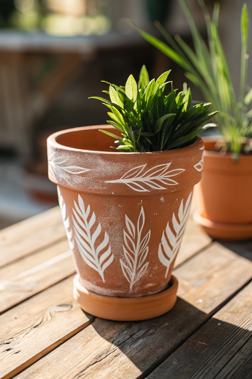 Elevate your patio with a simple, hand-painted terra cotta pot—budget-friendly beauty meets timeless charm.