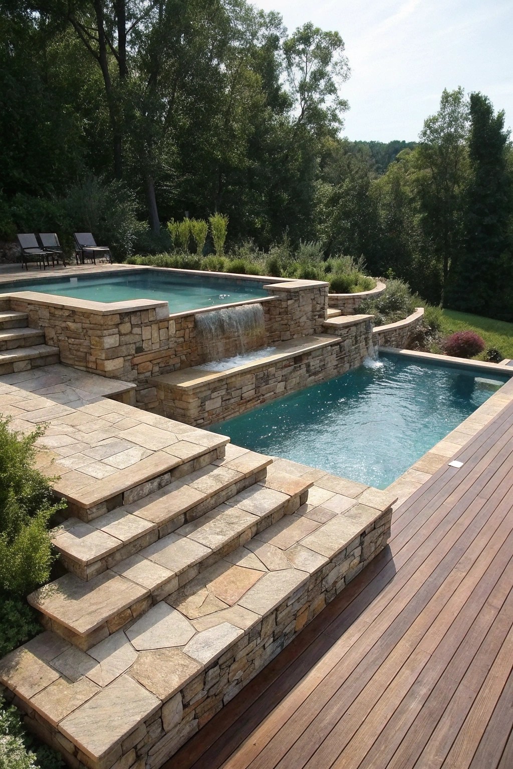 Elevate your backyard with the simple beauty of a multi-level pool.