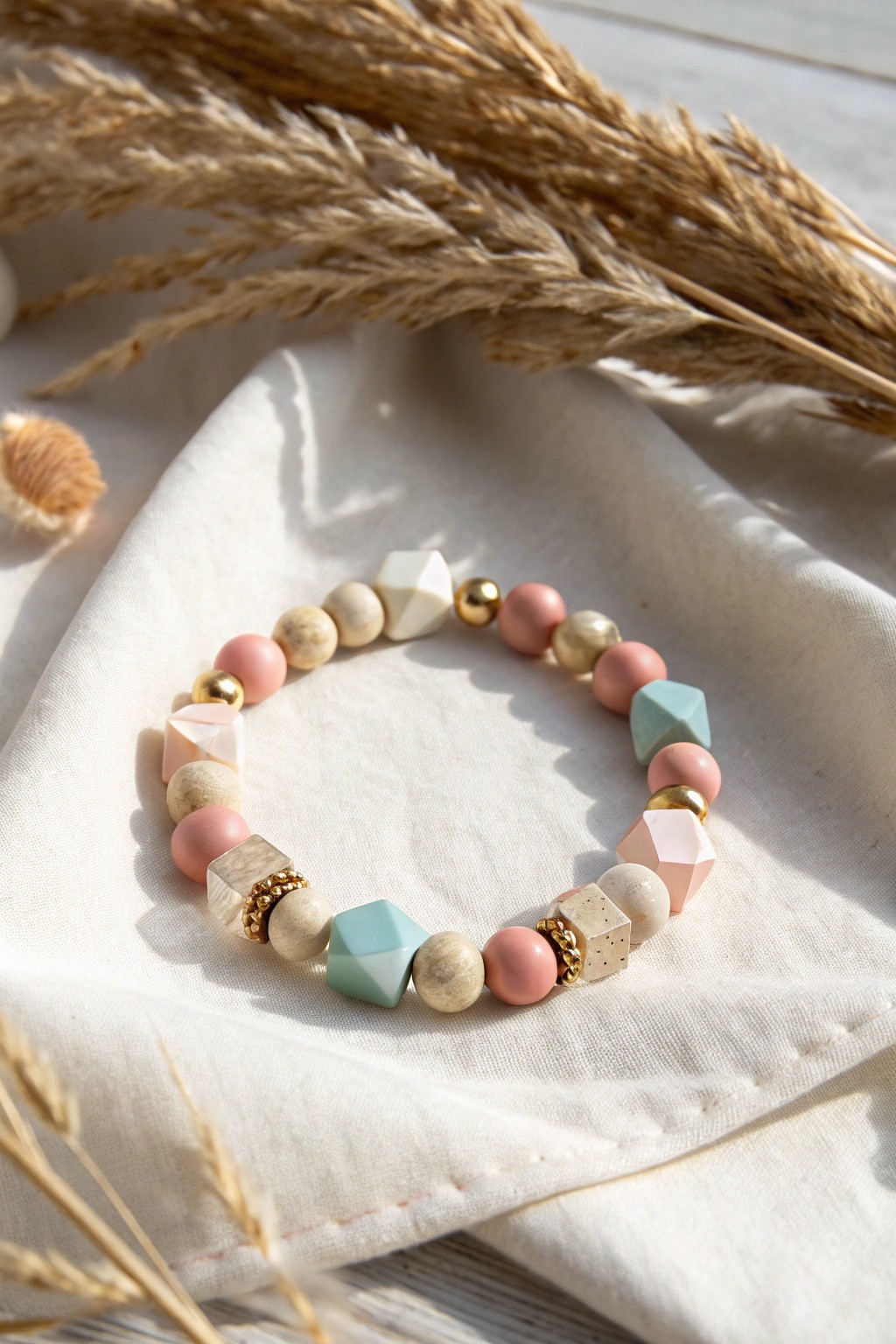 Modern minimalism meets playful geometry—elevate your style with geometric clay bead bracelets.