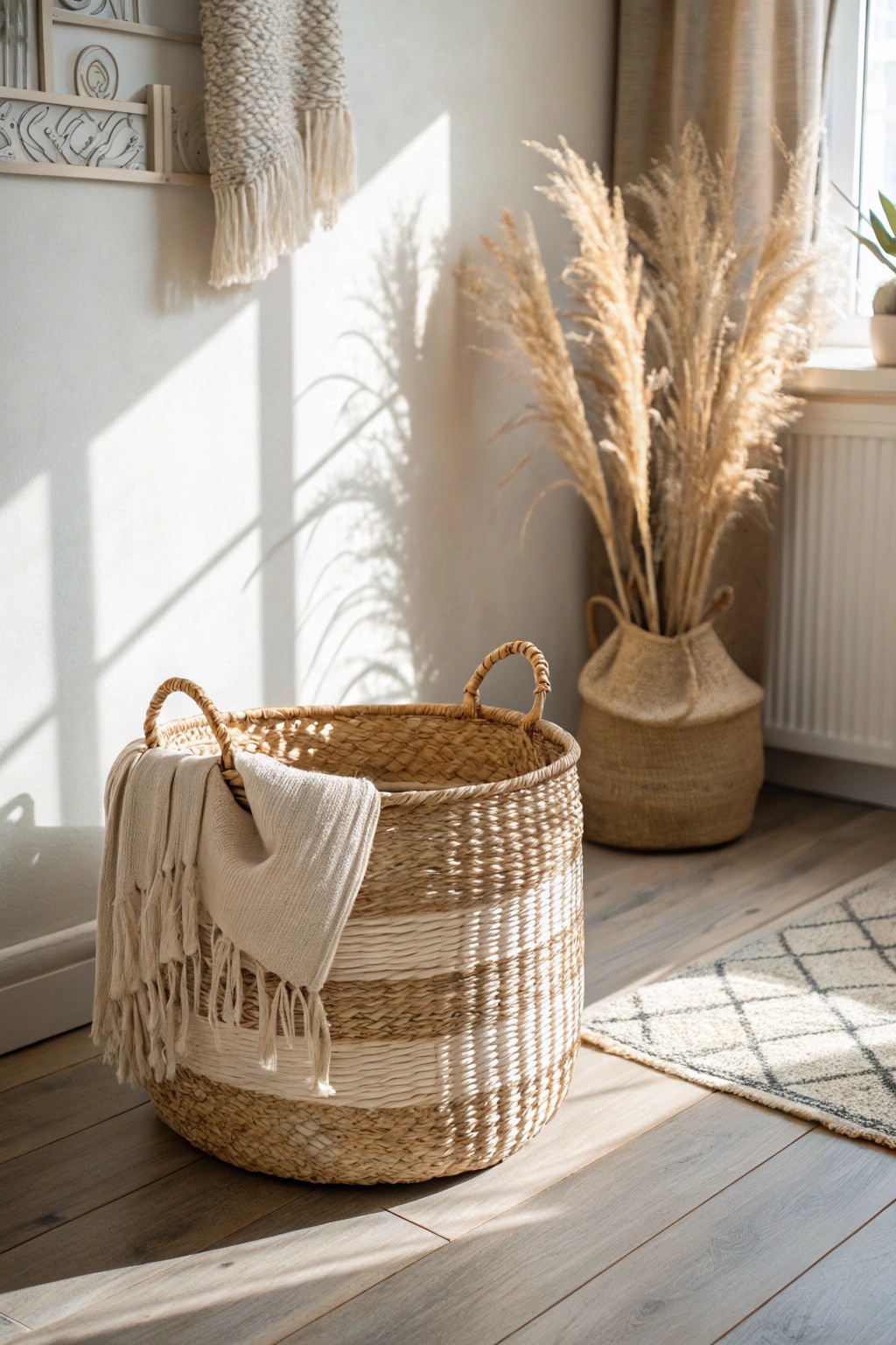 Natural woven baskets: effortless boho storage with timeless style.