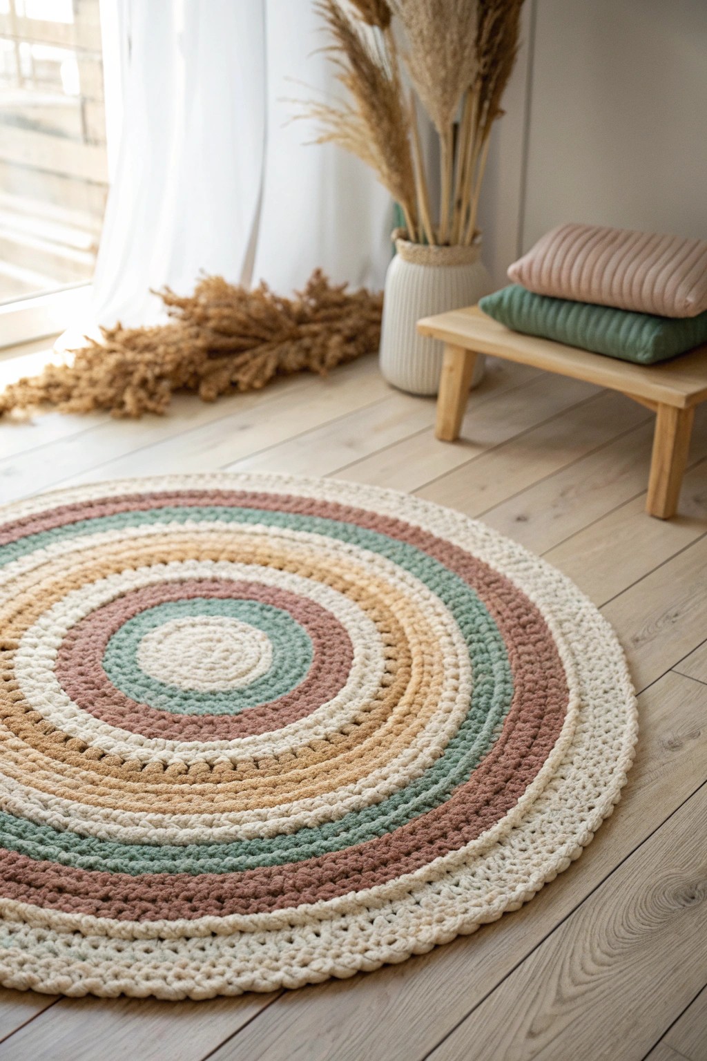 Turn leftover yarn into a stunning, one-of-a-kind rug—creativity meets cozy style!